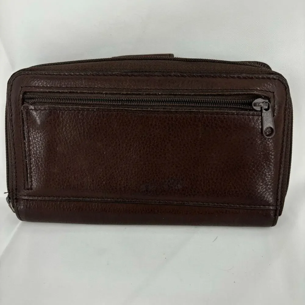 Rolfs Checkbook Wallet Brown Leather Zip Around Magnetic‎ Snap 7.5 x 4 Inch